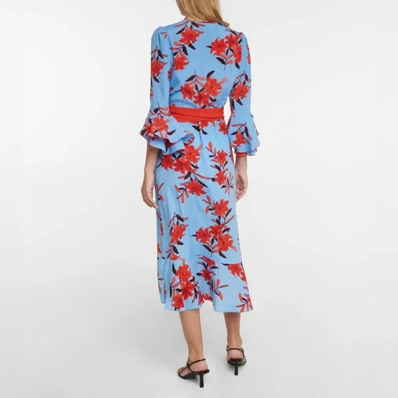 NWT DVF Rollins Silk Wrap Dress in Argos Sky Blue size 14 - Picture 3 of 3